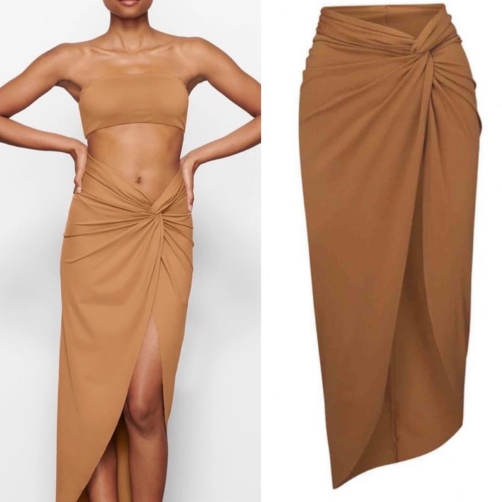 SKIMS NWT Swim Sarong Skirt - Almond